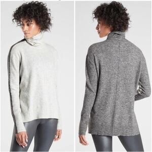 Athleta Transit Colorblock Turtleneck merino wool Sweater gray medium